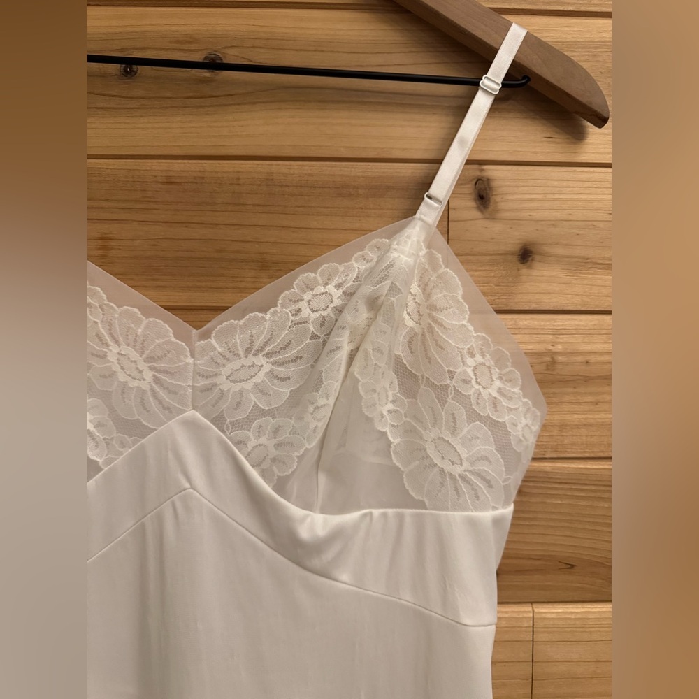 Vintage Small Soft Romantic Mesh Floral Lace Slip Dress Wedding Bridal Coquette - Picture 4 of 10
